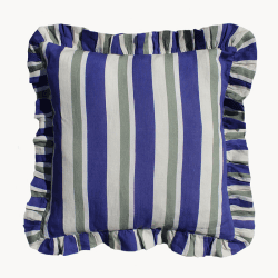 Image showing the Stripe Cushion Cover, 60 x 60cm, Cobalt & Sea Green product.