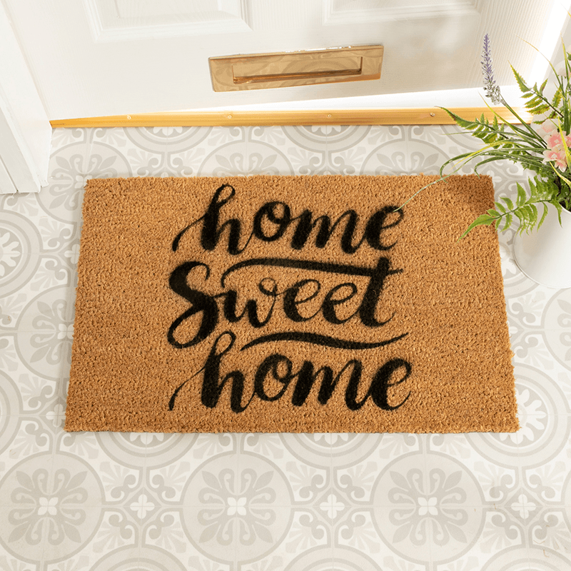 Home Sweet Home Doormat, 60 x 40cm, Natural & Black