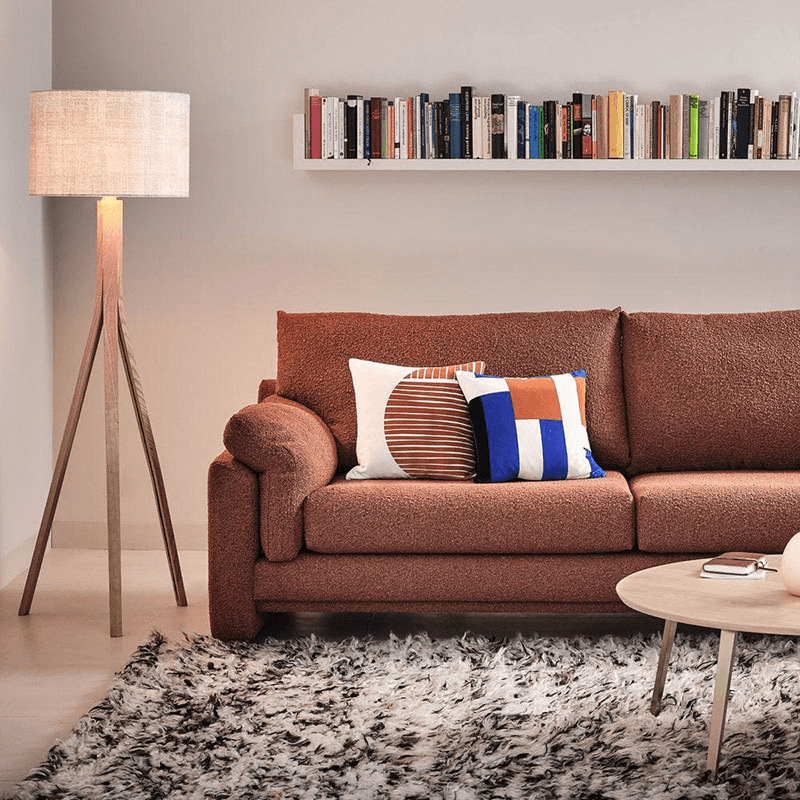 Baxter Wooden Floor Lamp with Shade, H152cm, Ash