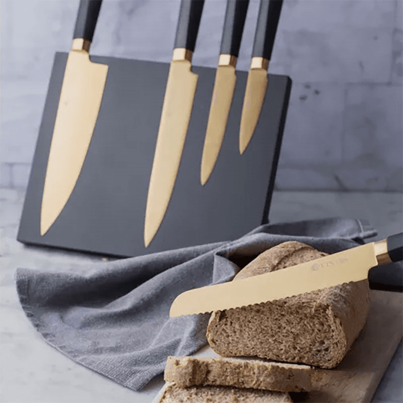 Titan 6 Piece Knife Block, Gold