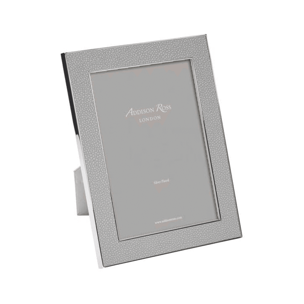 Faux Shagreen Photograph frame, 4 x 6" with 24mm border, Grey With Silver Plate