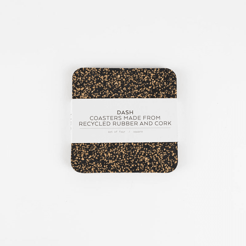 Dash Set of 4 Coasters, W10 x L10cm, Black