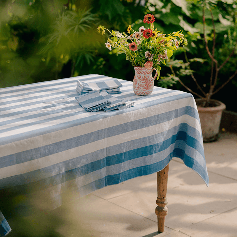Stripe Tablecloth, W170 x L240cm, Cornflower Blue