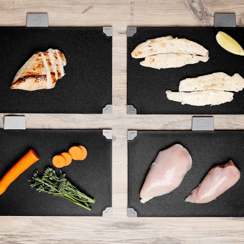 4 Piece Chopping Board Set with Stand, Black