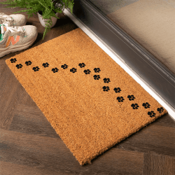 Image showing the Paw Print Doormat, 60 x 40cm, Natural & Black product.