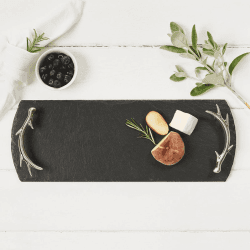 Image showing the Antler Handles Serving tray, 42 x 15cm, Slate With Stainless Steel product.