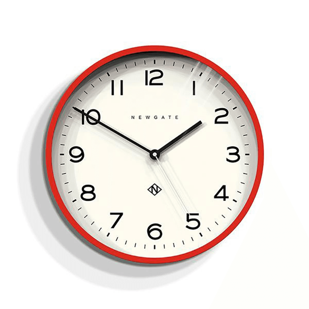 Echo Number Three Wall clock, D 37cm, fire engine red