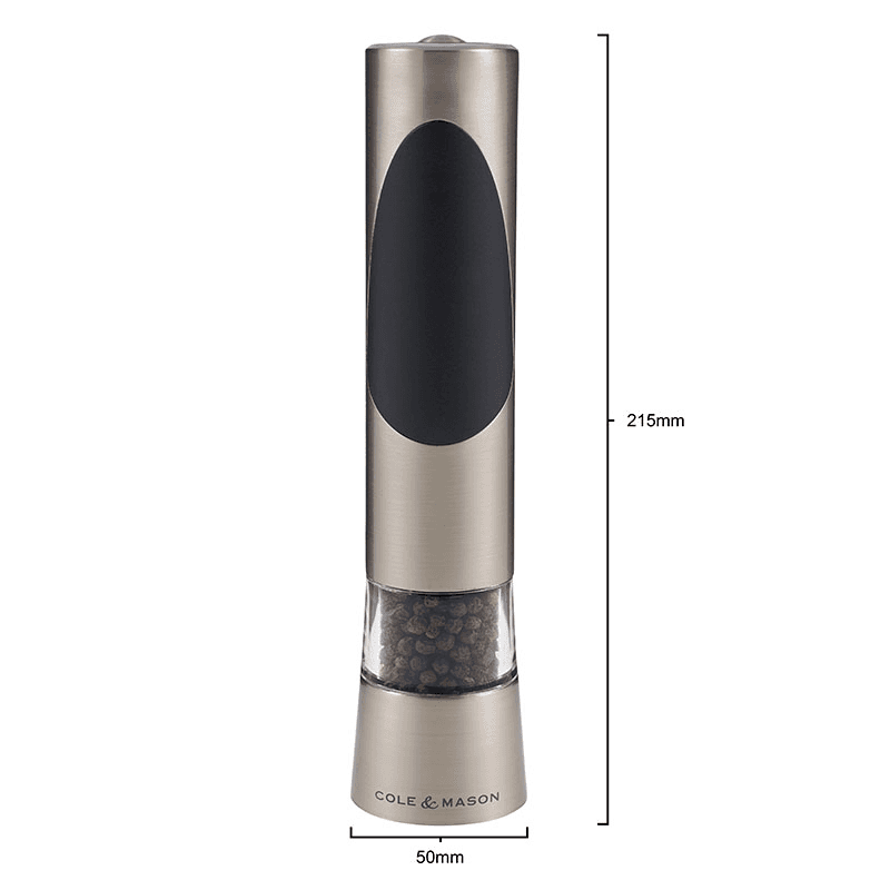 Richmond Electric Salt & Pepper Mill Set, 21cm, Brushed Metal