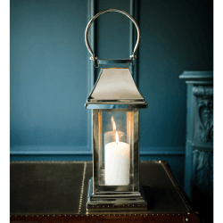 Image showing the Station Lantern, H40.5 x W15 x D15cm, Clear/Silver product.