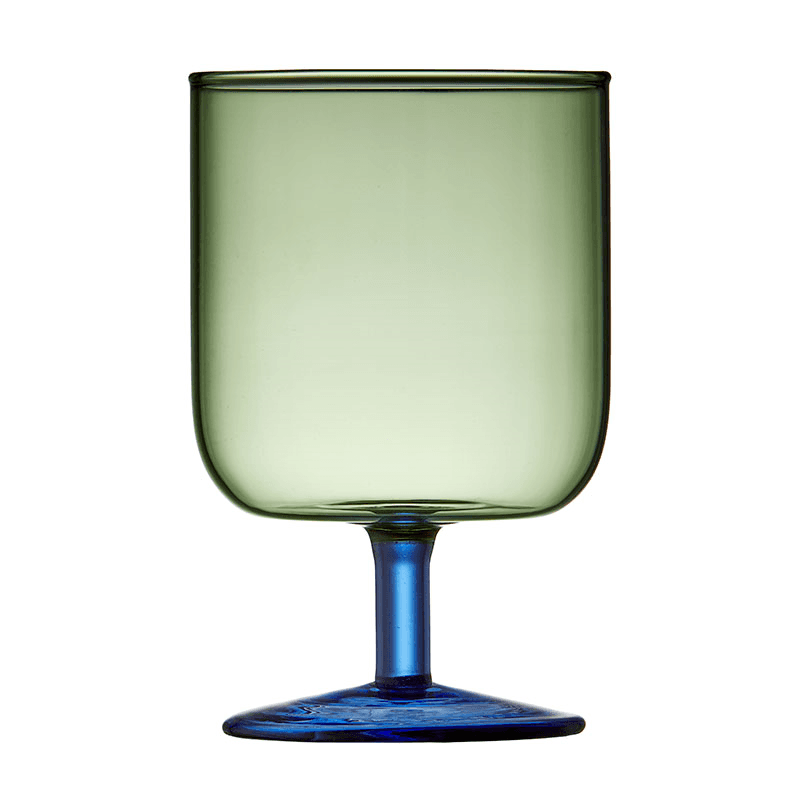 Torino Set of 2 Wine Glasses, 300ml, Green and Blue