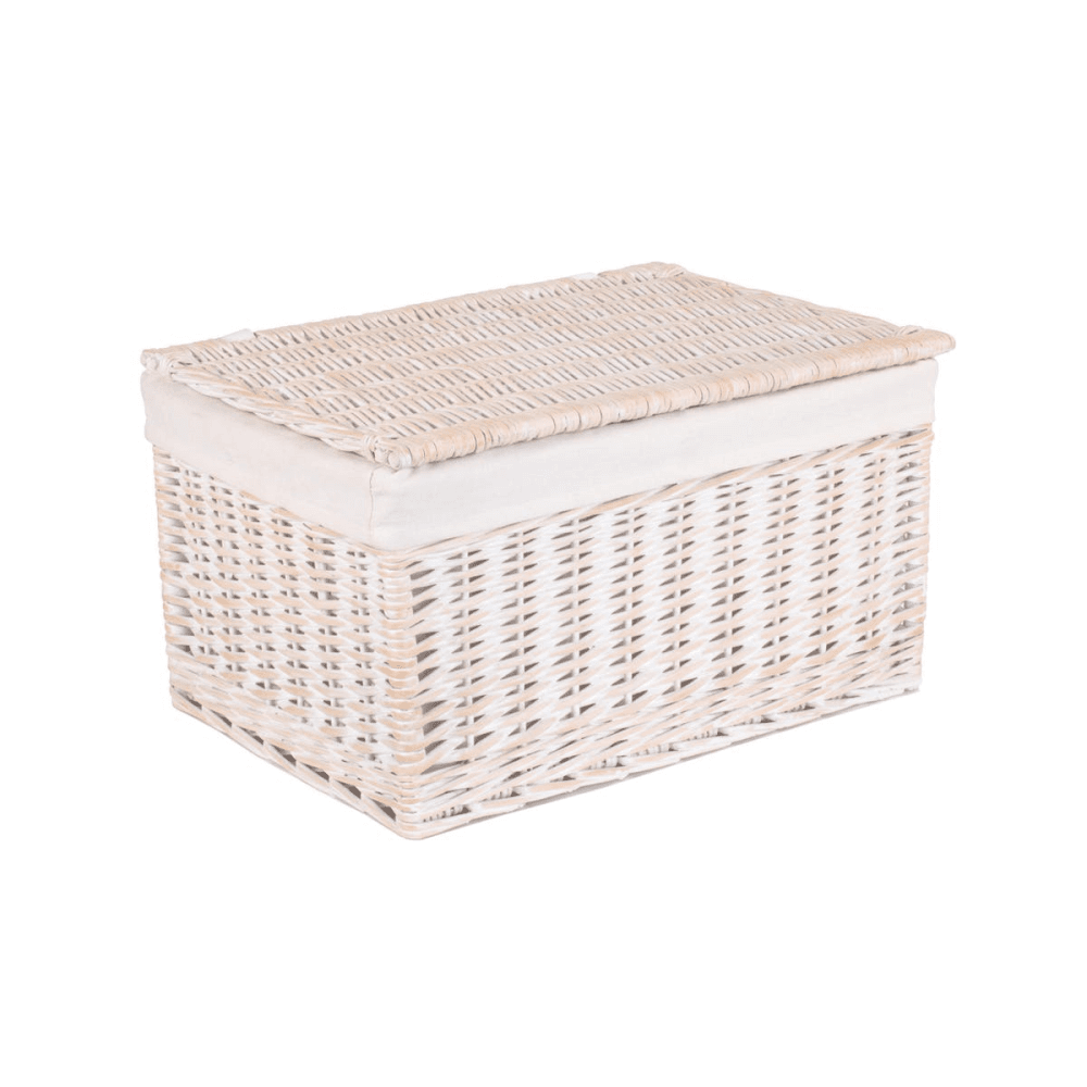 White Wash Lined Storage Hamper, Extra Large, White
