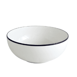 Image showing the Salad Bowl, Canteen, White/Blue Rim, 24cm product.