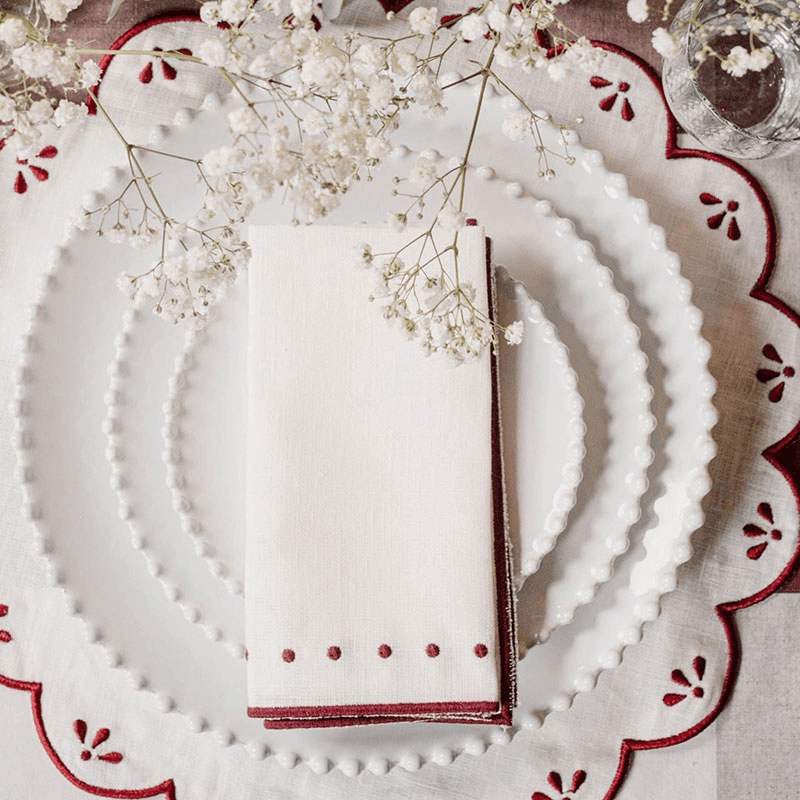 Poppy Set of 4 Placemats, D40cm, Burgandy