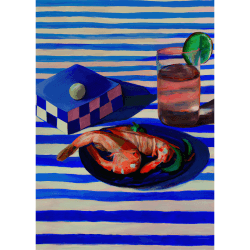 Image showing the Shrimp & Stripes Art Print, 50 x 70cm product.