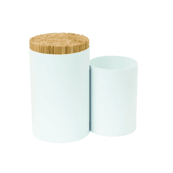 Image showing the Knife and spoon, H19.5 x W22 x D12cm, White/Bamboo product.