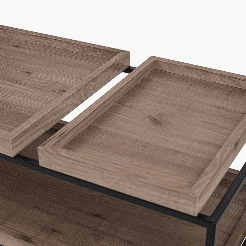 Gallery Coffee Table, Natural Wood Veneer and Black
