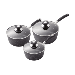 Image showing the Precision 3 Piece Saucepan Set, 18/20/22cm, Black product.