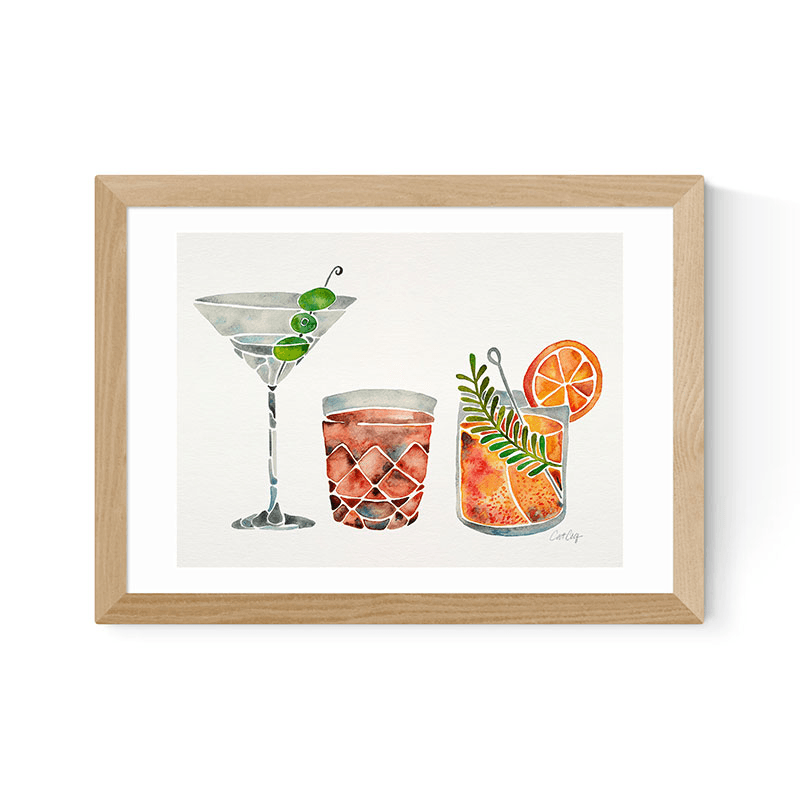 Cat Coquillette Classic Cocktails Art Print, H61.5 x W44cm, Multi