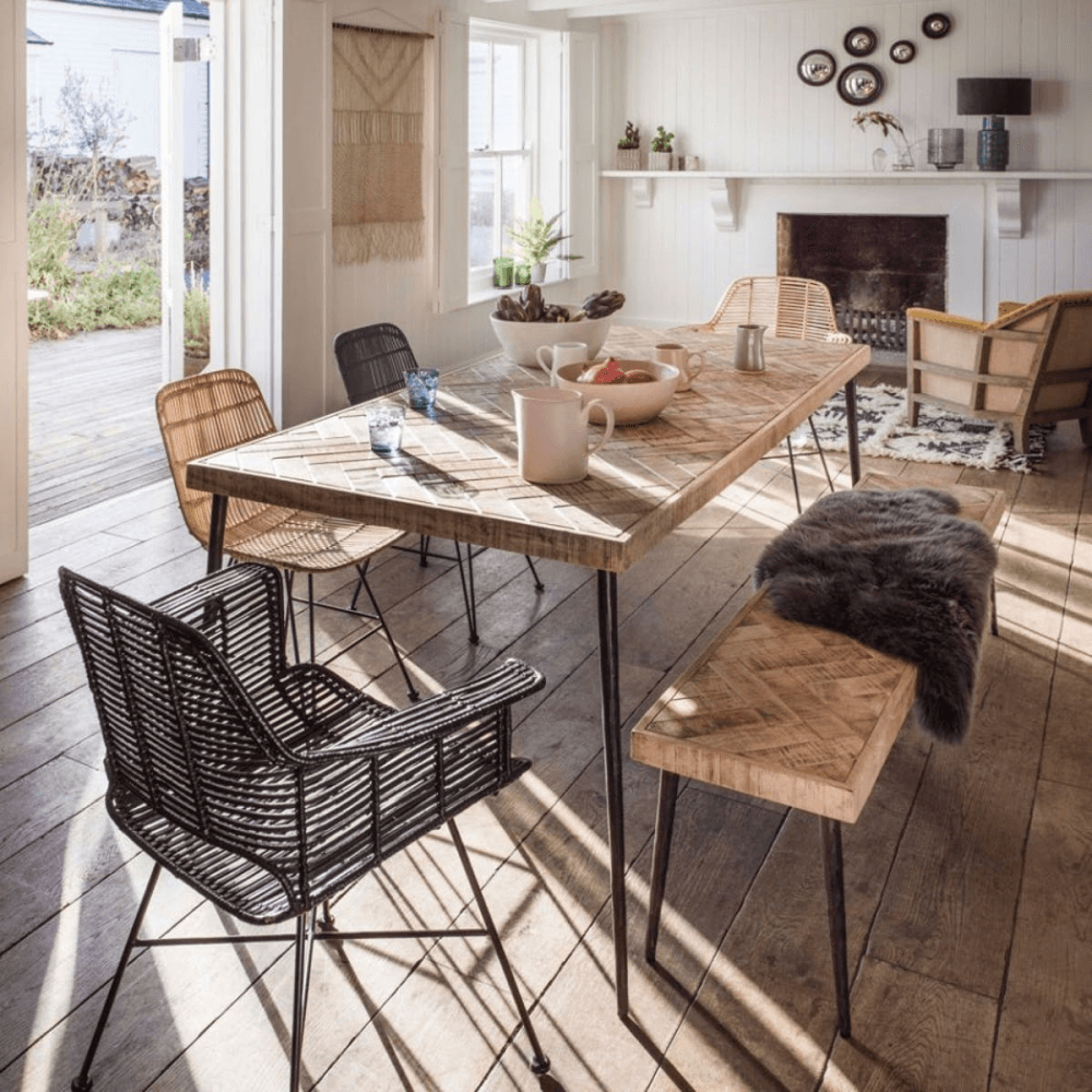 Amaliah Chevron Dining Table, Natural