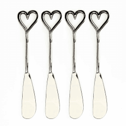 Image showing the Love Heart Set of 4 Butter Knives, L15cm, Silver product.