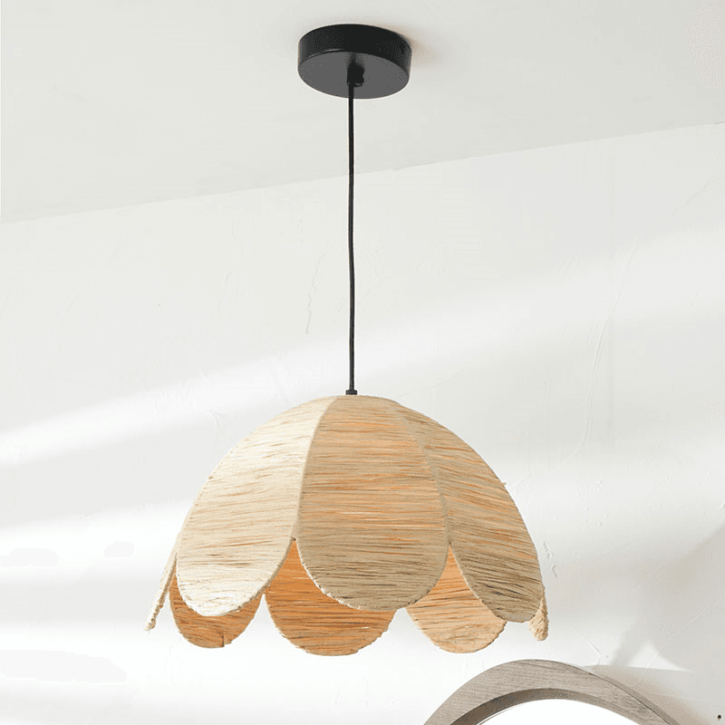 Petal Scalloped Pendant, H118cm, Raffia