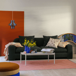 Image showing the Diana Lampshade, D28 x H28cm, Caramel Brown & Serenity Light Blue product.