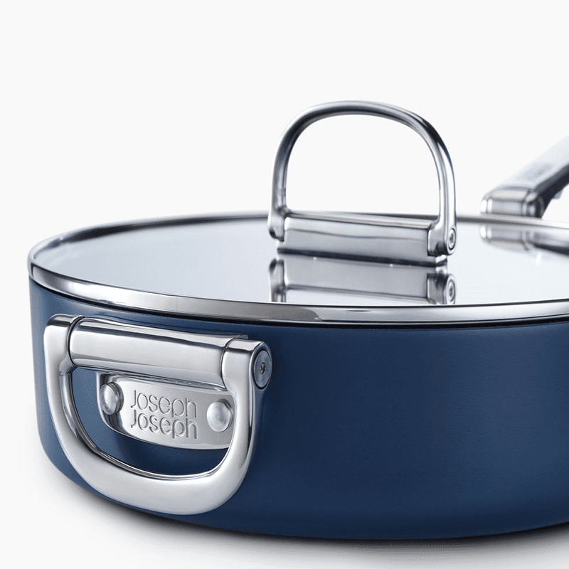 Space Folding Ceramic Non-Stick Saute Pan & Lid, 28cm, Midnight Blue