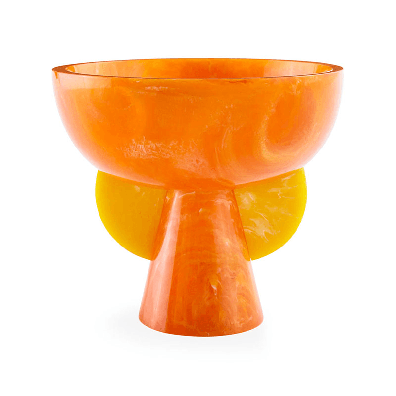 Mustique Pedistal Bowl, D23cm, Orange/Yellow