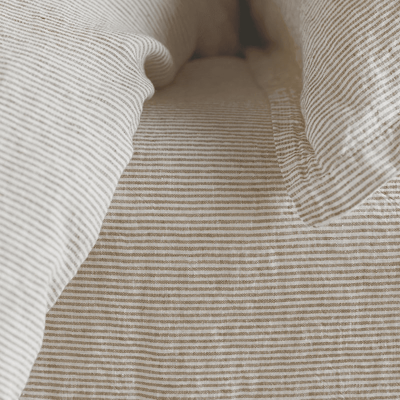 Sid Stripe Linen Fitted Sheet, Double, Natural Stripe