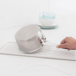Image showing the Compact Dish drying rack, H12.5 x W20 x D46cm, Light Grey product.