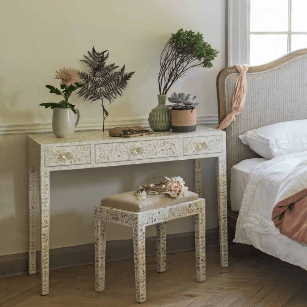 Mother of Pearl White Stool