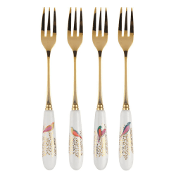 Image showing the Chelsea Collection Set of 4 pastry forks, 15cm, cream/gold product.