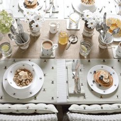 Image showing the Bees Linen Table Runner, 35 x 280cm, Natural, Yellow product.