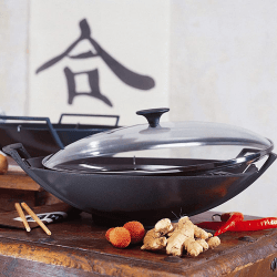 Image showing the Cast Iron Wok with glass lid, 36cm, Satin Black product.