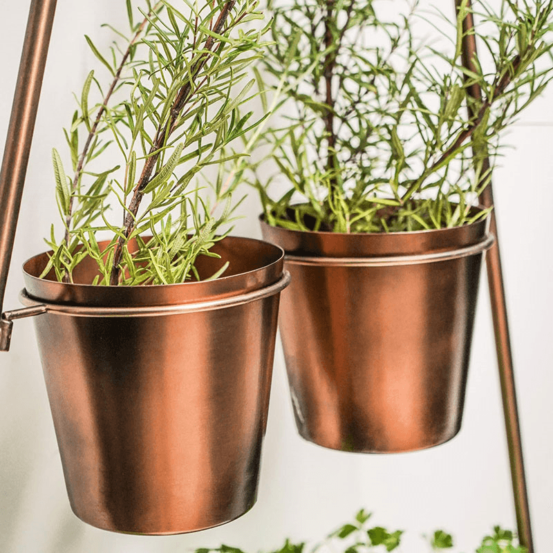 Outdoor Wall Plant Stand with Planters, H128 x W51cm, Gold
