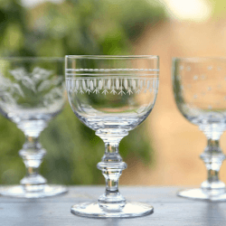 Image showing the Oval Set of 4 Patterned Crystal Wine Goblets, 250ml, Clear product.
