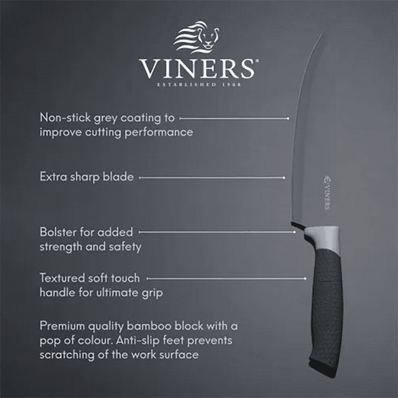 Horizon 6 Piece Knife Block, Grey