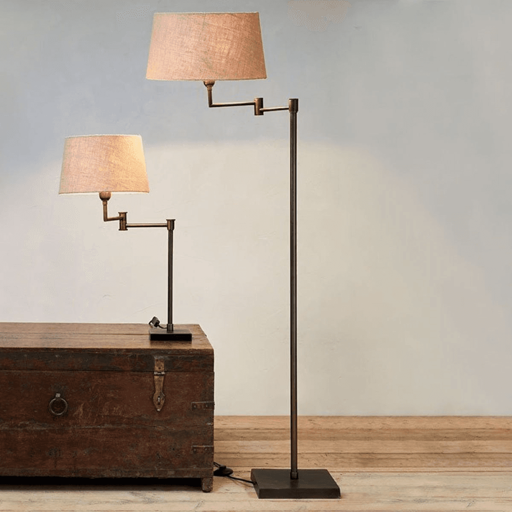 Kara Large adjustable standing lamp, 145 x 35 x 26cm, Aged Bronze