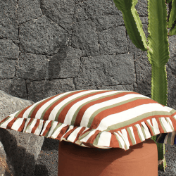 Image showing the Stripe Cushion Cover, 60 x 60cm, Cinnamon & Olive product.