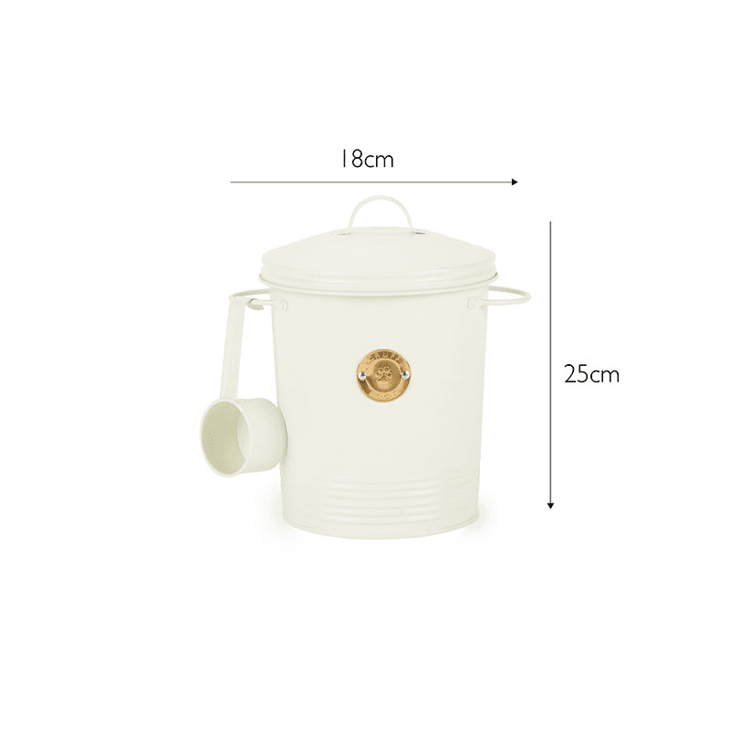 Cantina Pet Food Canister & Scoop, 4L, Cream