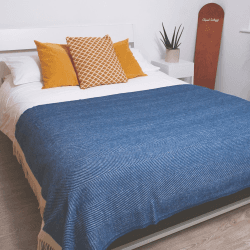 Image showing the Herringbone Blanket, 130 x 250cm, NavyBlue/Cream product.