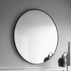 Image showing the Cherington Round Wall Mirror, D80cm, Black product.