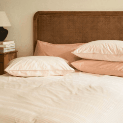 Image showing the The Stripe 200 Thread Count Pair of Pillowcases, Standard, Clay Pink product.
