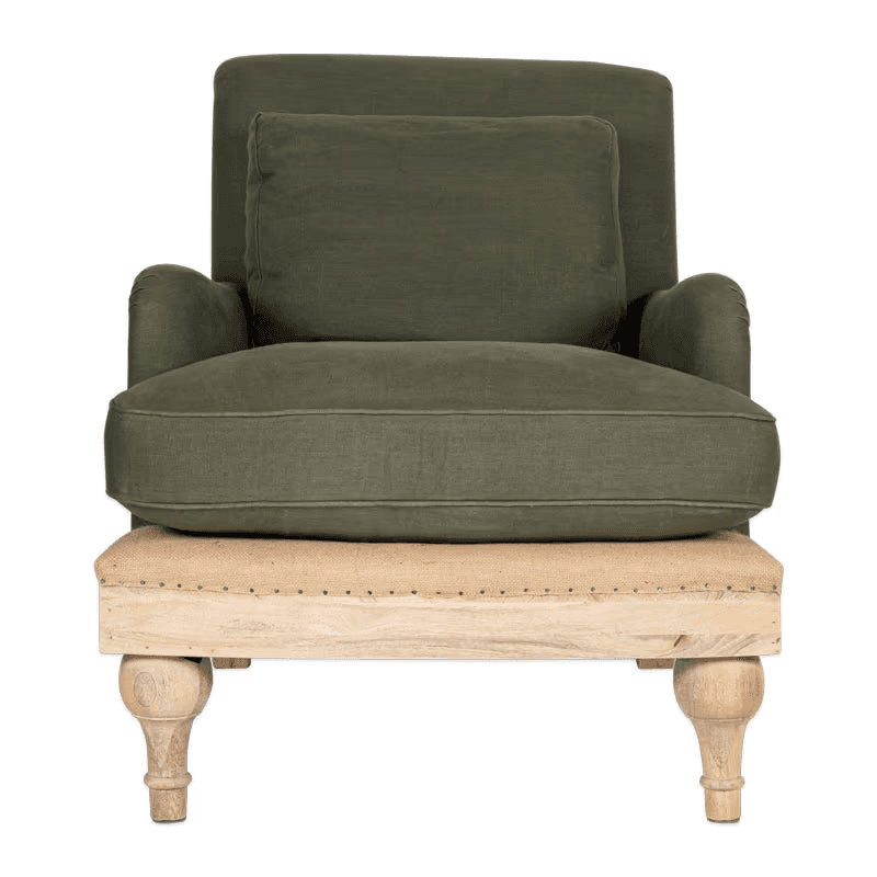 Abe Linen Armchair, Olive