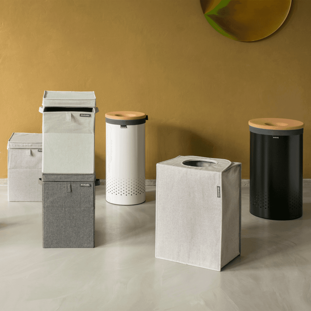Laundry bin, 60 litre, Black With Cork Lid