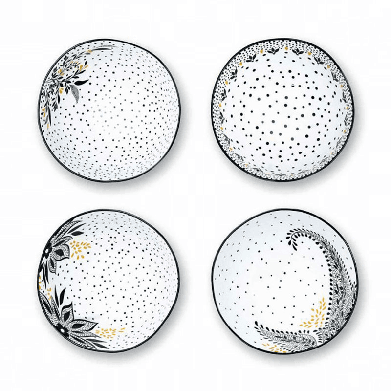 Artisanne Noir Set of 4 Small Bowls, D13cm, Monochrome