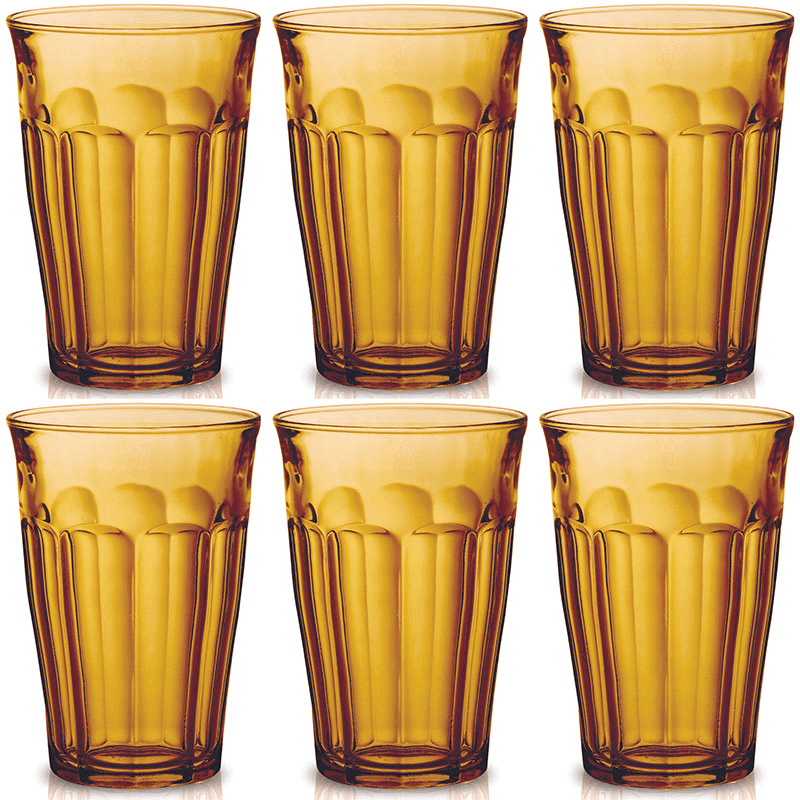 Picardie Set of 6 Tumblers, 360ml, Amber