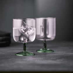 Image showing the Torino Set of 2 Wine Glasses, 300ml, Pink and Green product.