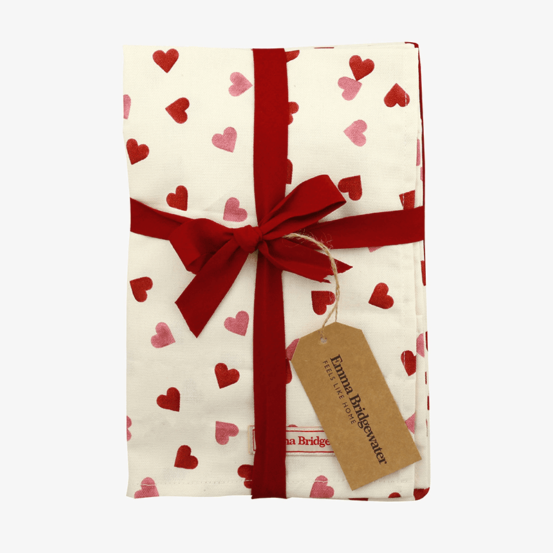 Pink Hearts Oven Glove/Tea Towel Set