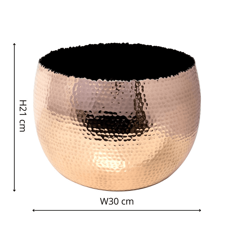 Hammered Bowl planter, H21 x W30 x D30cm, Copper